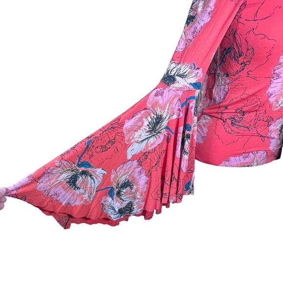 We the Free Off the Shoulder Floral Dramtic Wide Bell Sleeves Boho Knit Top XS-S - Picture 5 of 12